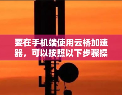 要在手机端使用云桥加速器,可以按照以下步骤操作 要在手机端使用云桥加速器,可以按照以下步骤操作